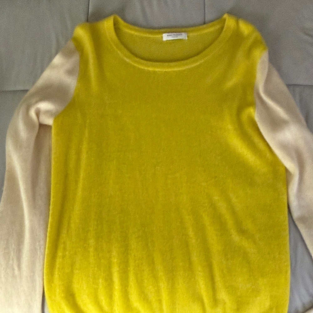 Yellow and Cream Women's Cashmer Sweater